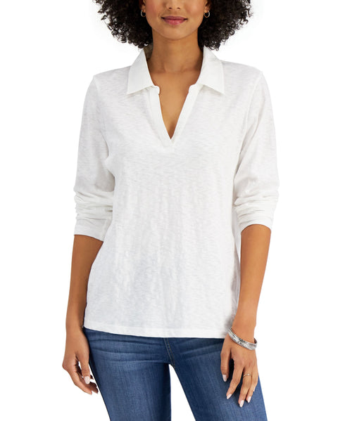 Karen Scott Cotton Long Sleeve Polo
